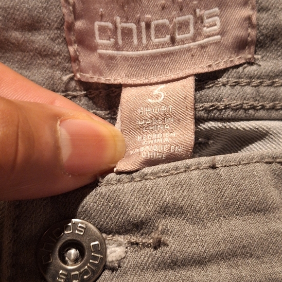 Chicos Pants Jeans Stretch Womens 3 Short 36 X 29 Light Gray Glitter Dot Sparkle - Picture 7 of 13